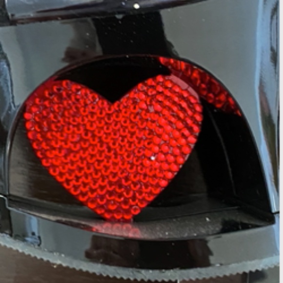 Pleasers Stilettos | MOON-708HRS | Black + Clear + Red Crystal Hearts | NWOT - Picture 7 of 16